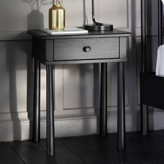 Burbank Wooden Bedside Cabinet With 1 Drawer In Black | Bed Sava