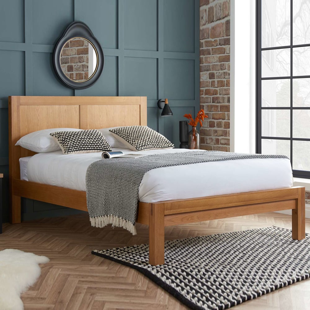 Burbank Wooden Double Bed In Oak | Bed Sava