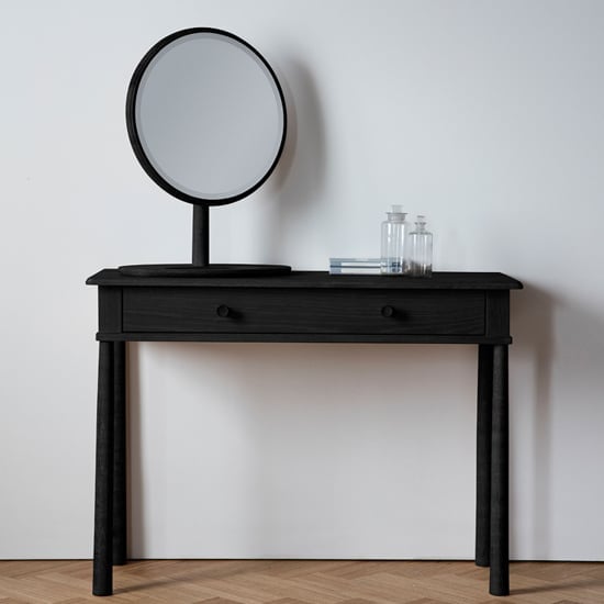 Burbank Wooden Dressing Table With 2 Drawers In Black | Bed Sava