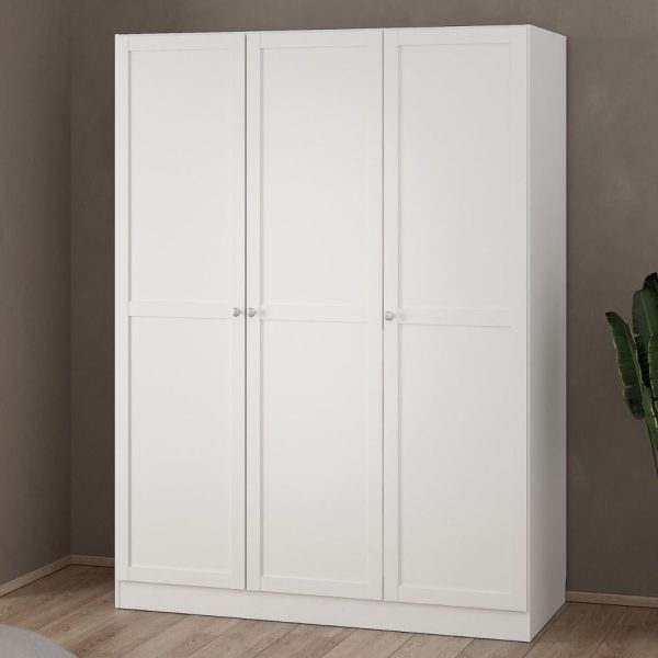 Burbank Wooden Wardrobe With 3 Doors In White | Bed Sava