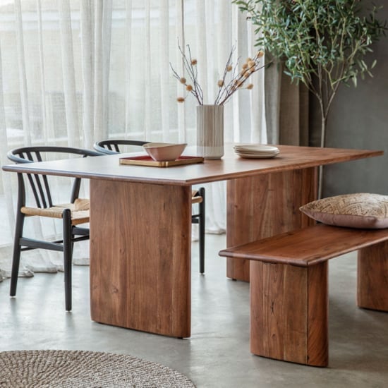 Burden Rectangular Large Wooden Dining Table In Natural
