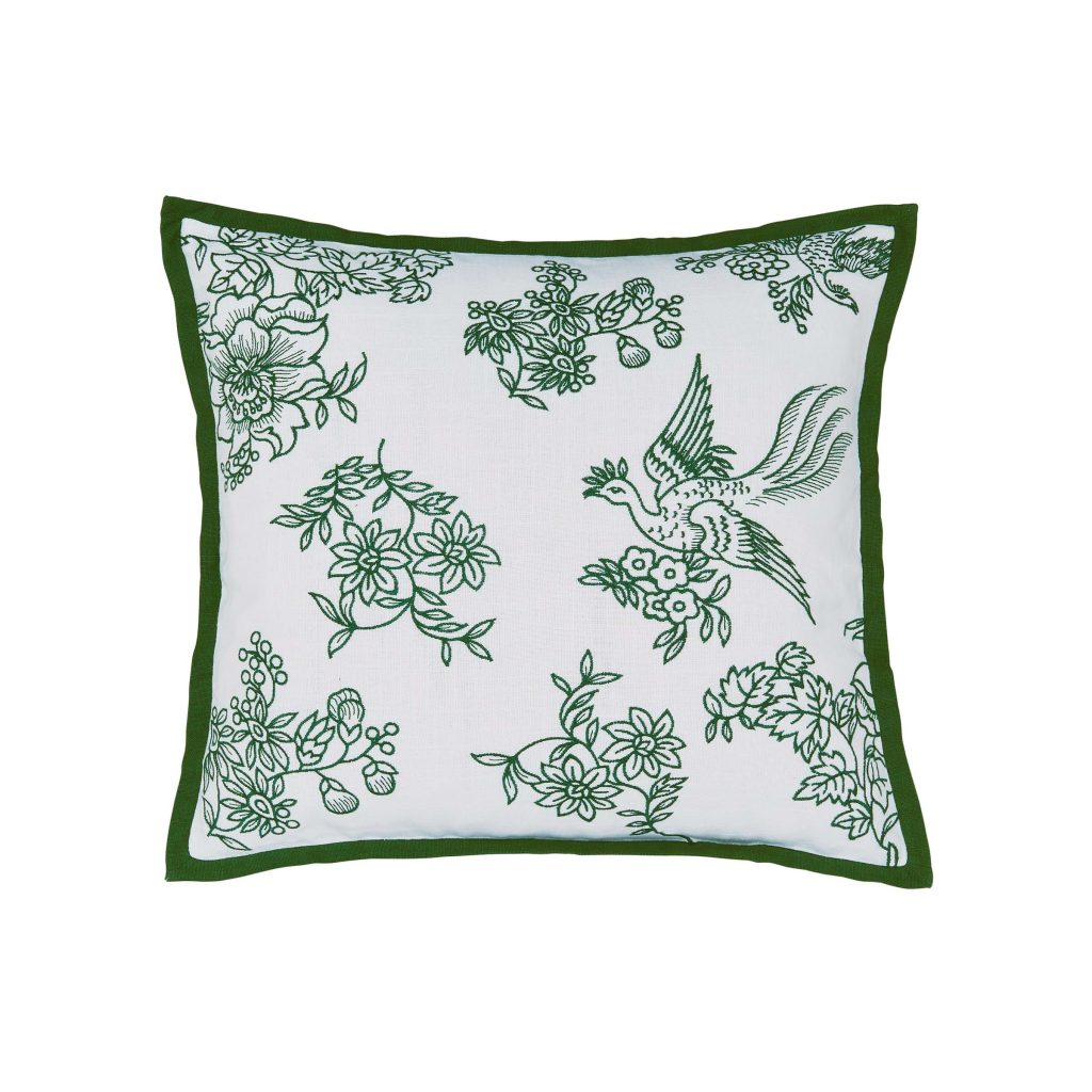 Burleigh x Bedeck of Belfast Hibiscus Cushion 50cm x 50cm, Green