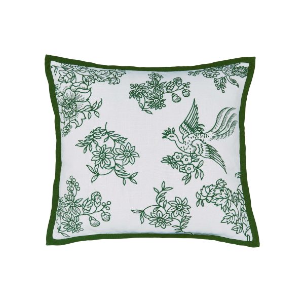 Burleigh x Bedeck of Belfast Hibiscus Cushion 50cm x 50cm Green | Bed Sava
