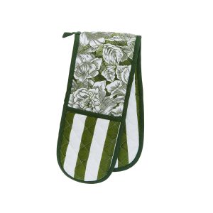 Burleigh x Bedeck of Belfast Hibiscus Double Oven Gloves Green | Bed Sava