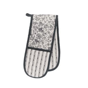 Burleigh x Bedeck of Belfast Regal Peacock Double Oven Gloves CharcoalWhite | Bed Sava