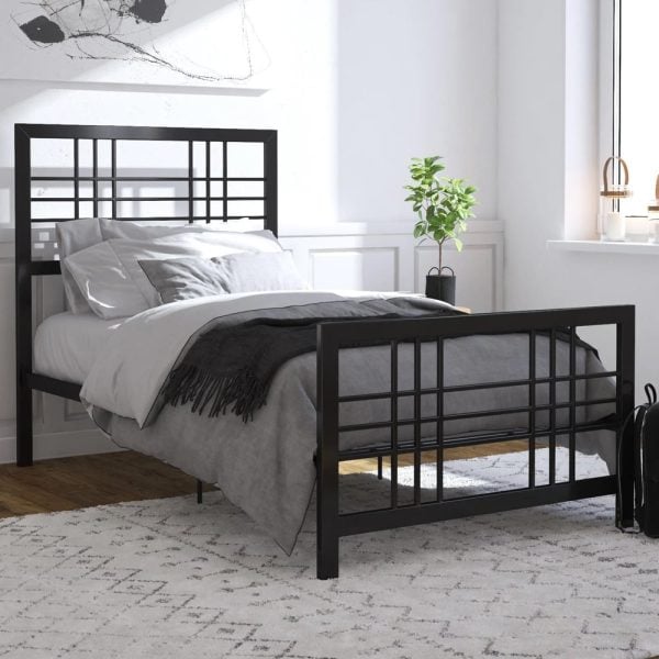 Burma Metal Single Bed In Black | Bed Sava