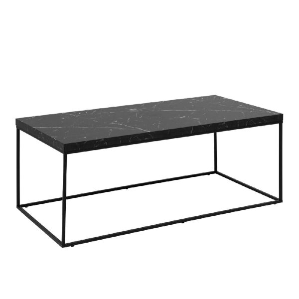 Burnaby Wooden Coffee Table Rectangular In Black Marble Effect | Bed Sava