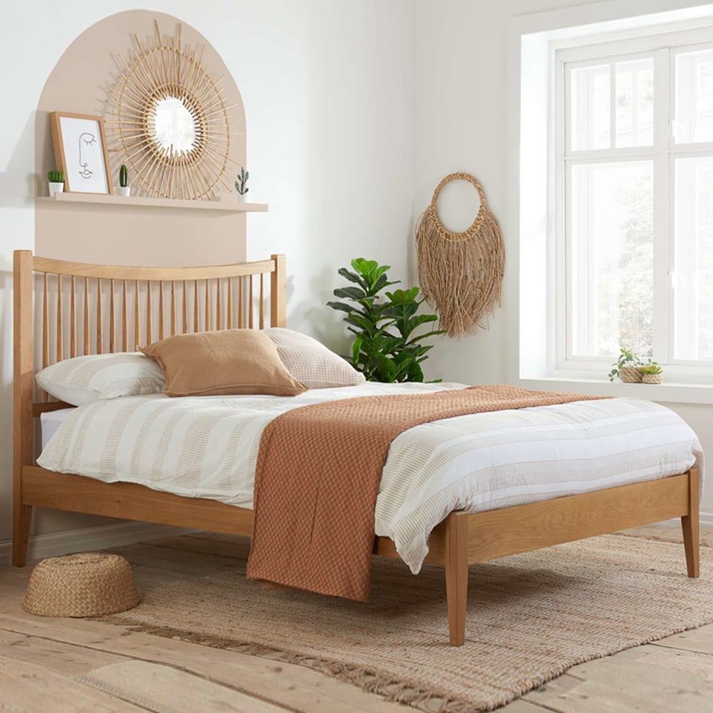 Burton Wooden King Size Bed In Oak