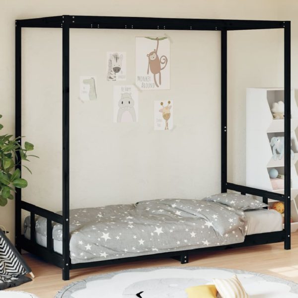 Burwell 90x190cm Wooden Children Bed In Black | Bed Sava