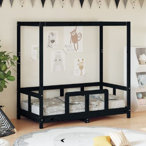 Burwell 70x140cm Wooden Children Bed In Black | Bed Sava