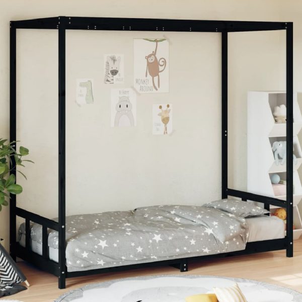 Burwell 90x200cm Wooden Children Bed In Black | Bed Sava