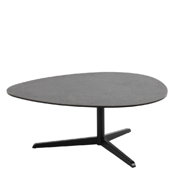 Burwell Ceramic Coffee Table Large With Metal Base In Black | Bed Sava