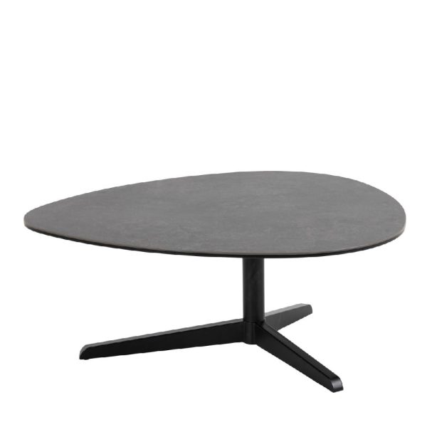 Burwell Ceramic Coffee Table Small With Metal Base In Black | Bed Sava