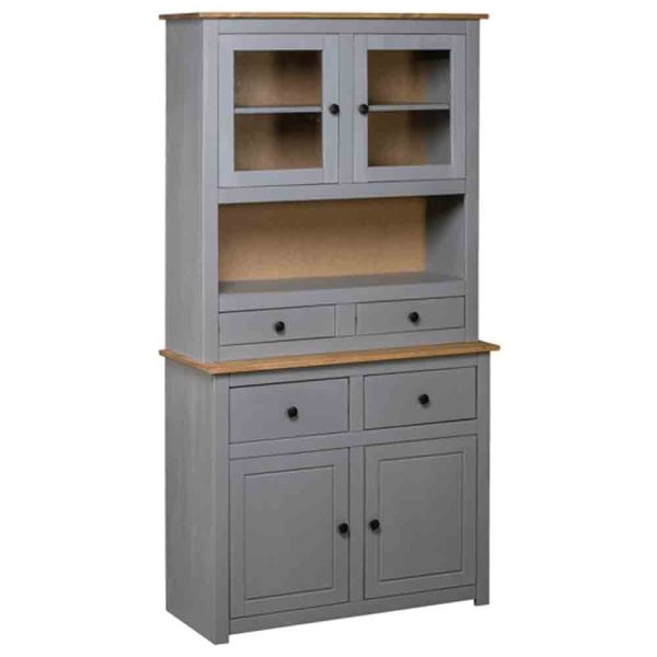 Bury Wooden Display Cabinet With 4 Doors In Grey And Brown | Bed Sava
