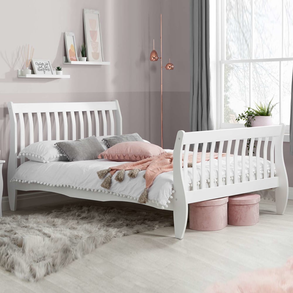 Bushnell Wooden Double Bed In White
