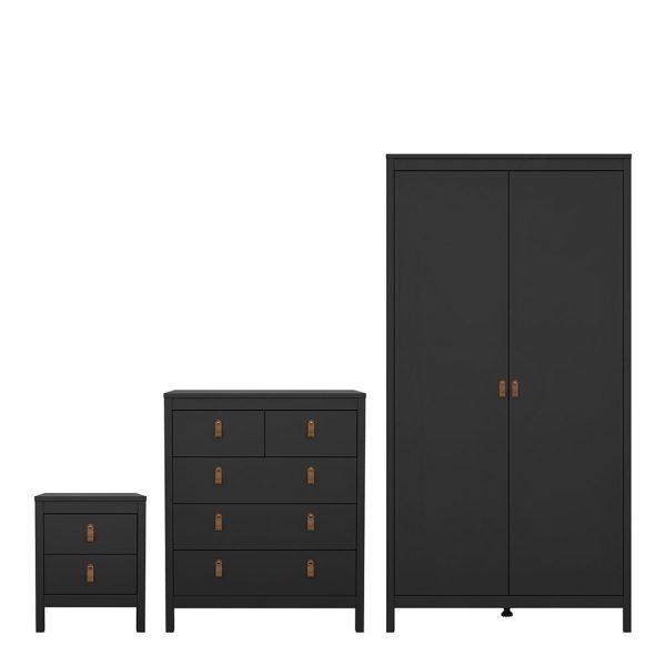 Butler Wooden Bedroom Set With 2 Doors Wardrobe In Black | Bed Sava