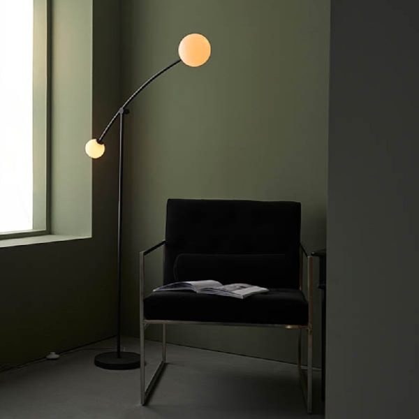 Butte Opal Glass Tall Floor Lamp In Black | Bed Sava