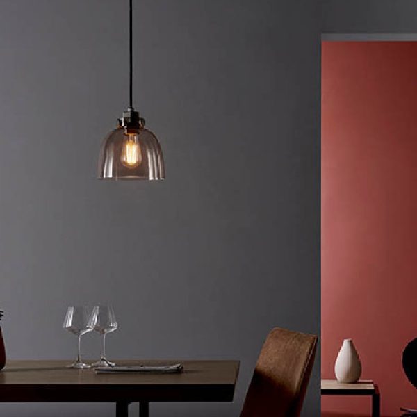 Butte Tinted Glass Shade Ceiling Light In Smoked Grey | Bed Sava
