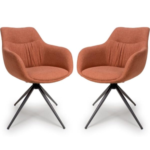 Buxton Brick Fabric Carver Dining Chairs In Pair | Bed Sava