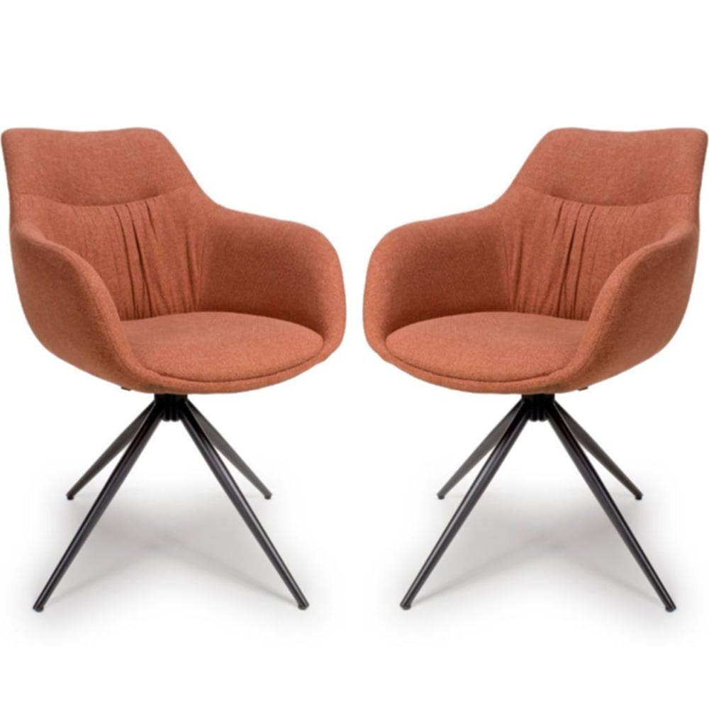 Buxton Brick Fabric Carver Dining Chairs In Pair