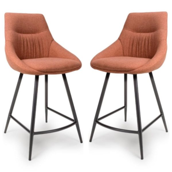 Buxton Brick Fabric Counter Bar Chairs In Pair | Bed Sava