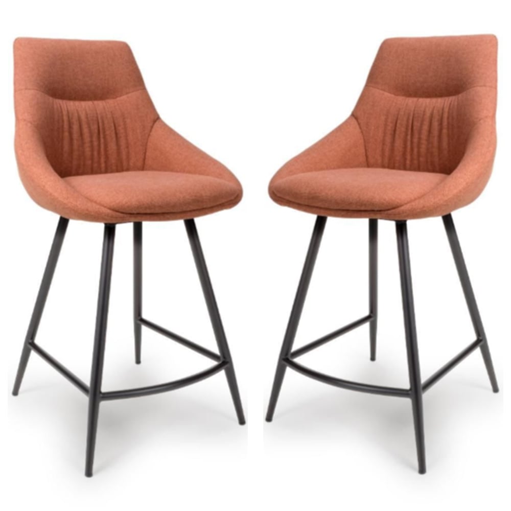 Buxton Brick Fabric Counter Bar Chairs In Pair