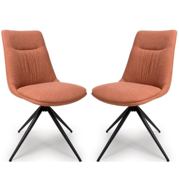 Buxton Brick Swivel Fabric Dining Chairs In Pair | Bed Sava
