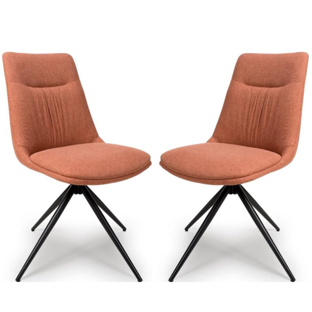Buxton Brick Swivel Fabric Dining Chairs In Pair