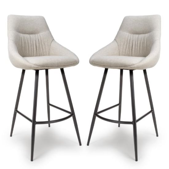 Buxton Natural Fabric Bar Chairs In Pair