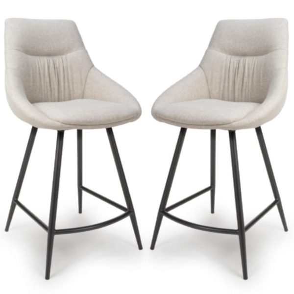 Buxton Natural Fabric Counter Bar Chairs In Pair | Bed Sava