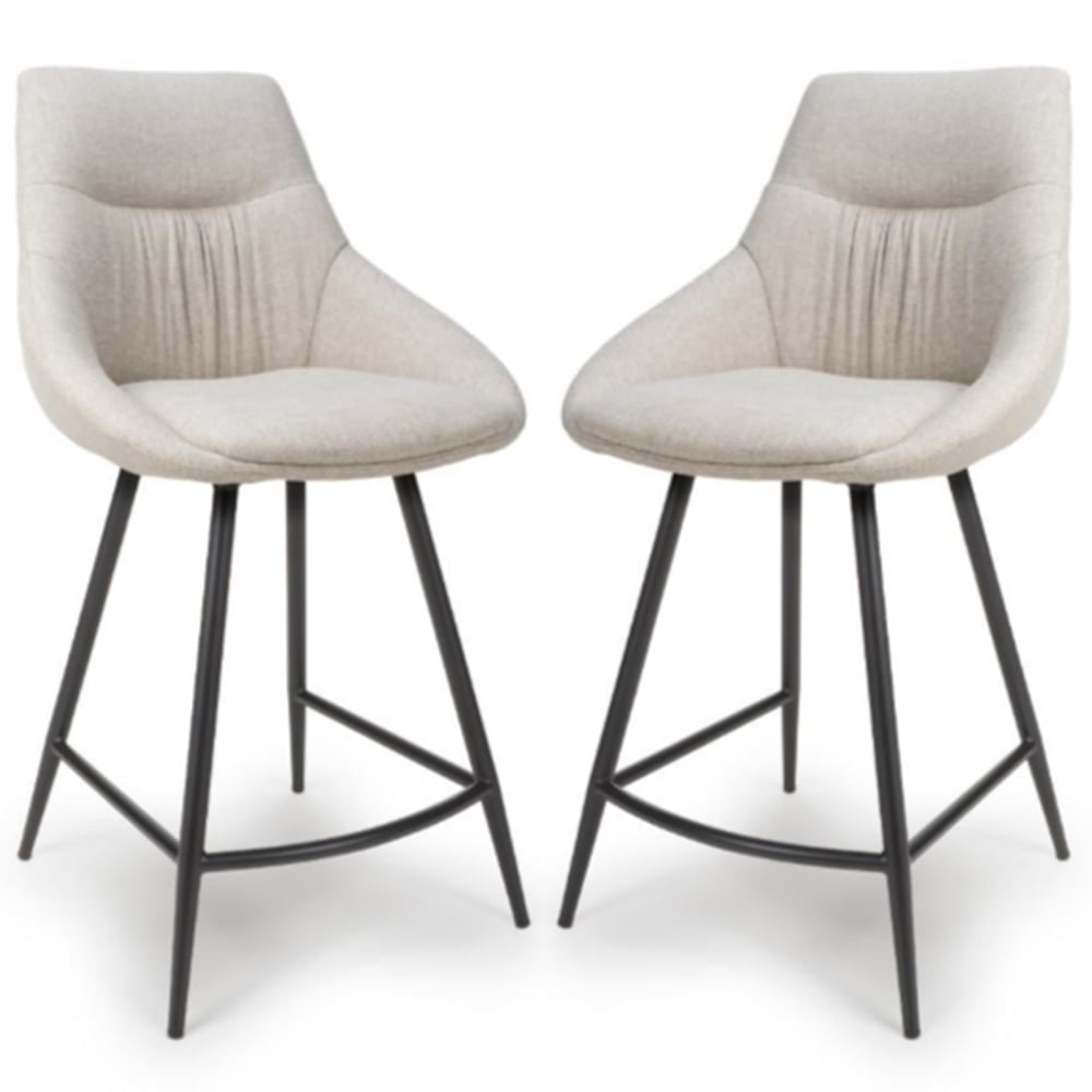Buxton Natural Fabric Counter Bar Chairs In Pair