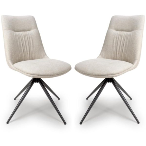 Buxton Natural Swivel Fabric Dining Chairs In Pair | Bed Sava