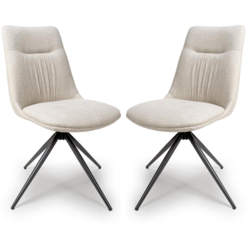 Buxton Natural Swivel Fabric Dining Chairs In Pair