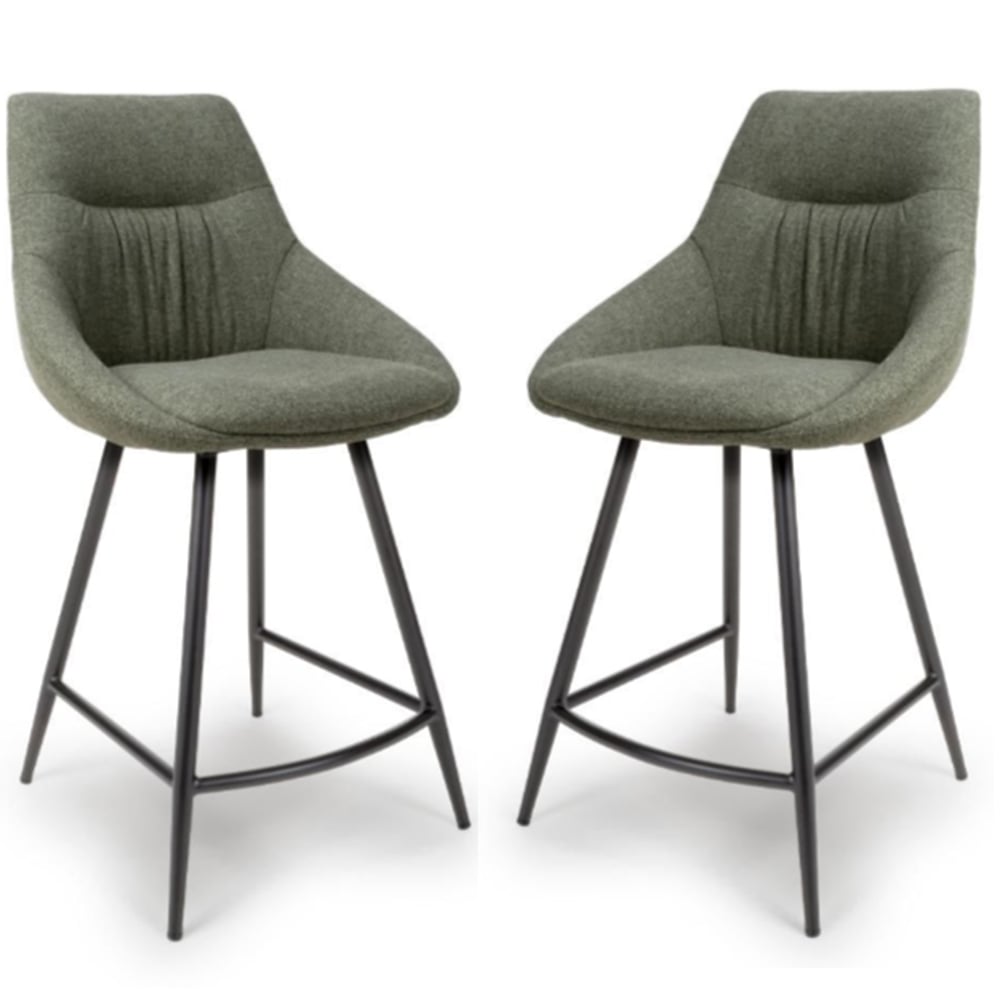 Buxton Sage Fabric Counter Bar Chairs In Pair