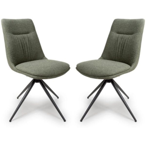 Buxton Sage Swivel Fabric Dining Chairs In Pair | Bed Sava