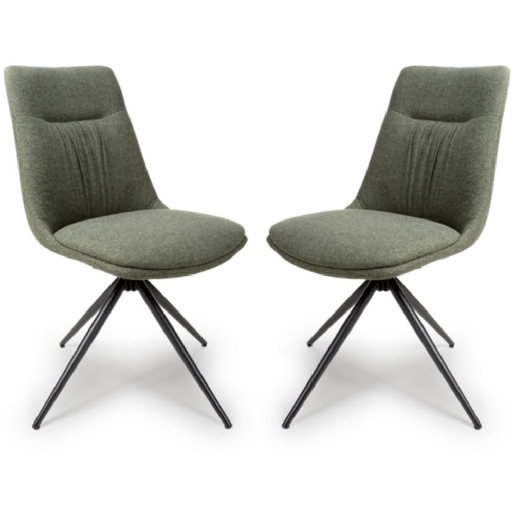 Buxton Sage Swivel Fabric Dining Chairs In Pair