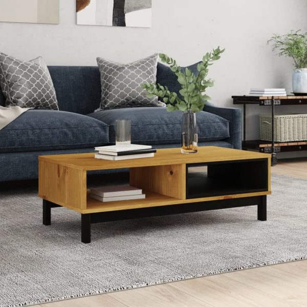 Buxton Wooden Coffee Table With 2 Shelves In Brown Black | Bed Sava