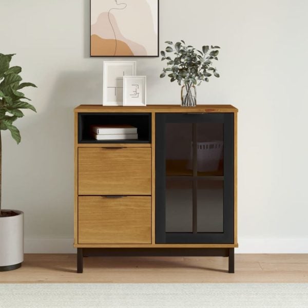 Buxton Wooden Sideboard With 1 Door 2 Drawers In Brown Black | Bed Sava