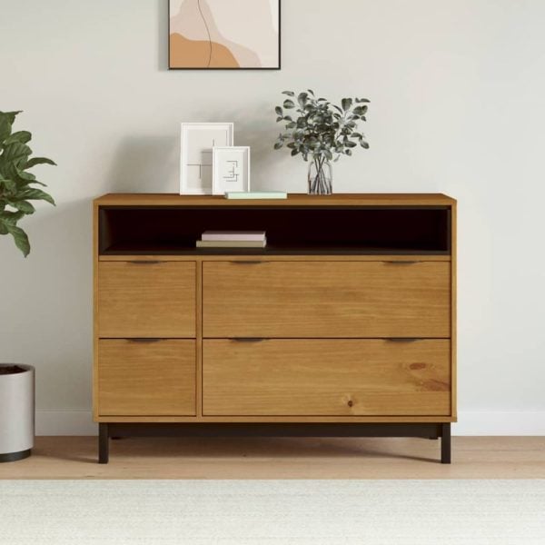 Buxton Wooden Chest Of 4 Drawers With 1 Shelf In Brown Black | Bed Sava