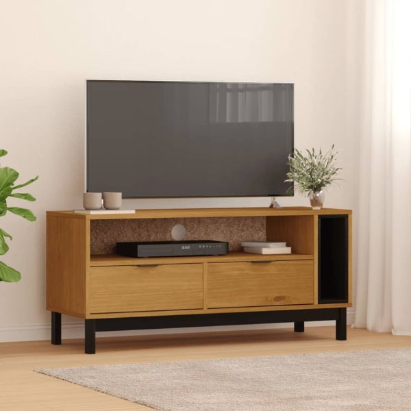 Buxton Wooden TV Stand With 2 Drawers 2 Shelves In Brown Black | Bed Sava