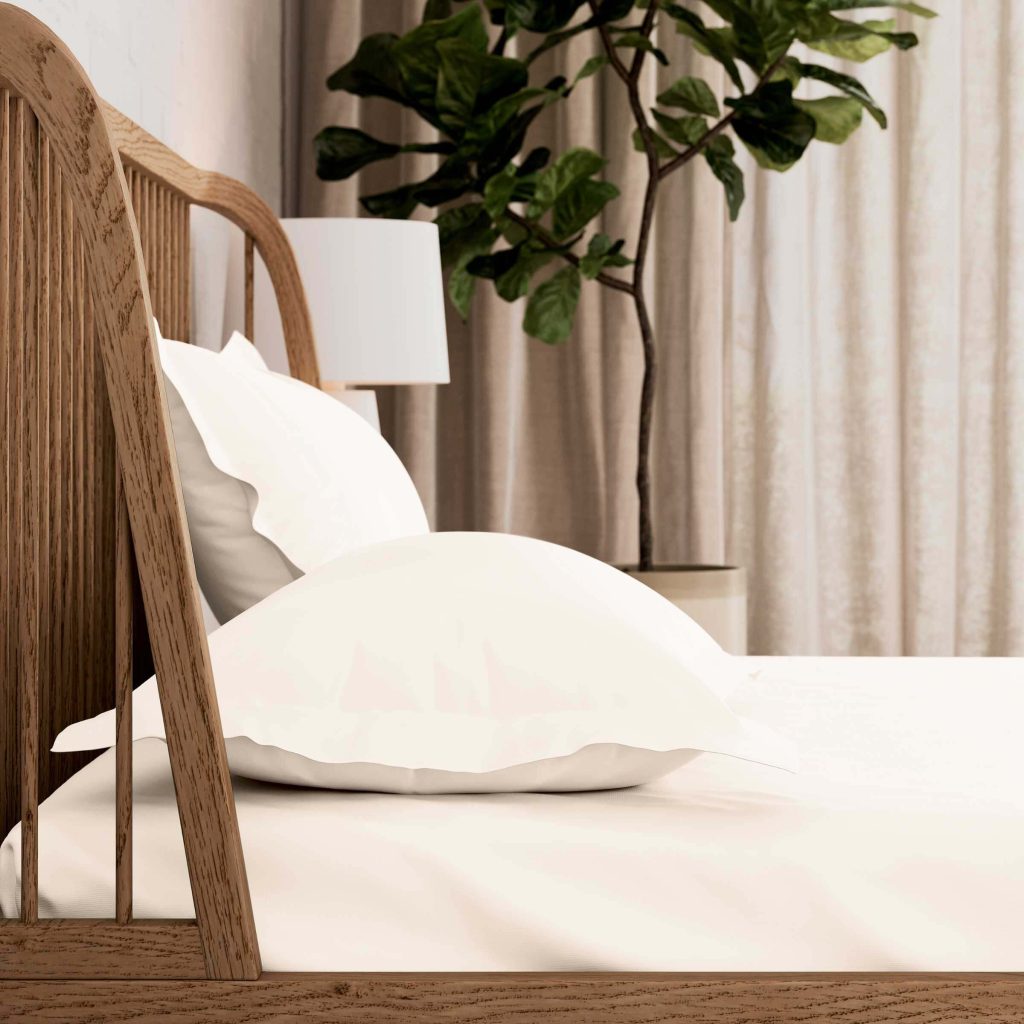 By Bedeck 500 Thread Count Plain Dye Double Fitted Sheet, Cream