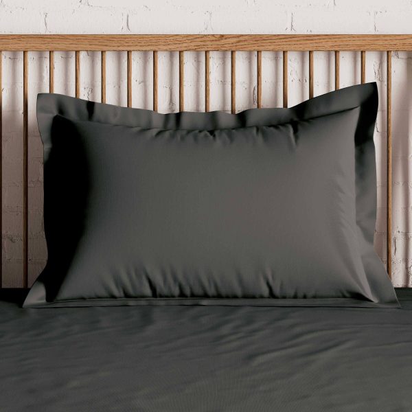 By Bedeck 500 Thread Count Plain Dye Pair of Oxford Pillowcases Grey | Bed Sava
