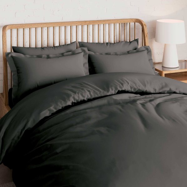 Luxury Charcoal Grey Duvet Cover Double 500 Thread Count 100 Cotton By Bedeck | Bed Sava
