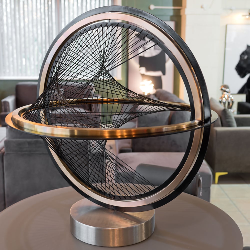 Byron Decorative Orb Sculpture In Black And Rose Gold