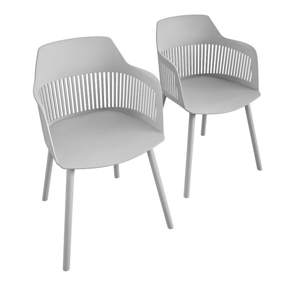 Cabazon Light Grey Resin Bistro Dining Chair In Pair | Bed Sava
