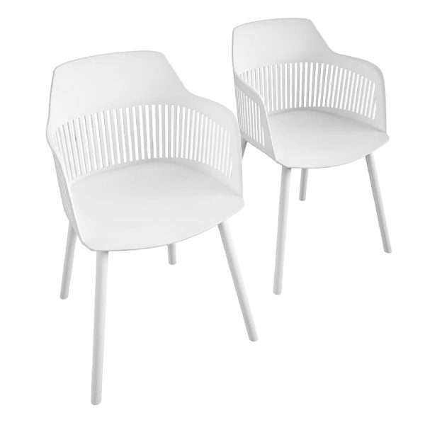 Cabazon White Resin Bistro Dining Chair In Pair | Bed Sava