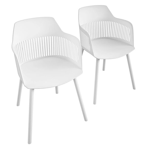 Cabazon White Resin Dining Chairs In Pair | Bed Sava