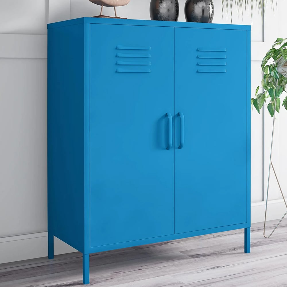 Cerritos Narrow Metal Storage Cabinet With 2 Doors In Blue