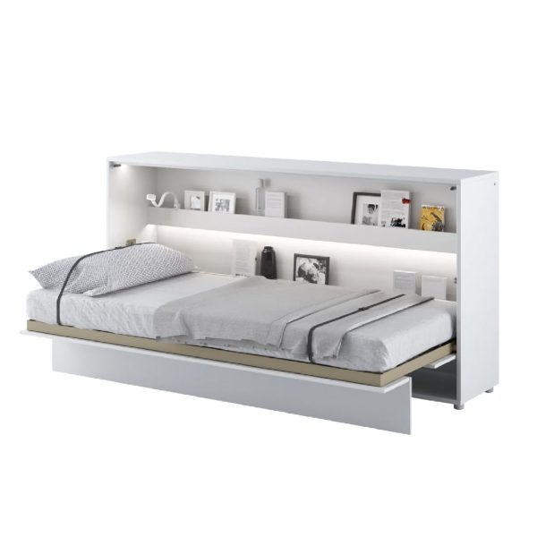 Cadillac Horizontal Wall High Gloss Single Bed In White | Bed Sava
