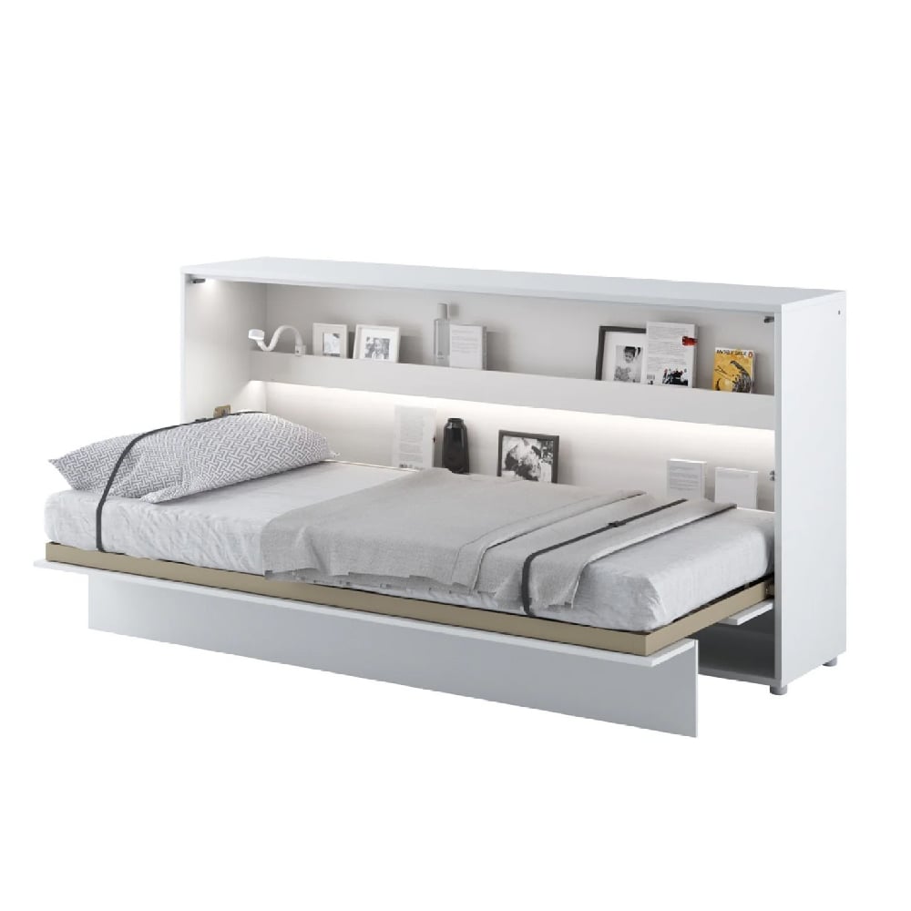Cadillac Horizontal Wall High Gloss Single Bed In White